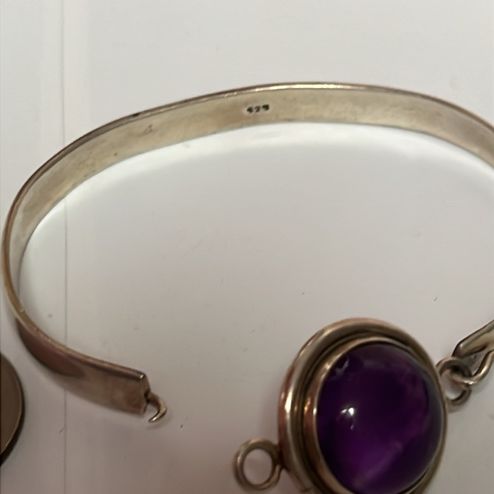 925 bangle large amethyst. Big wrist friendly - Picture 11 of 14